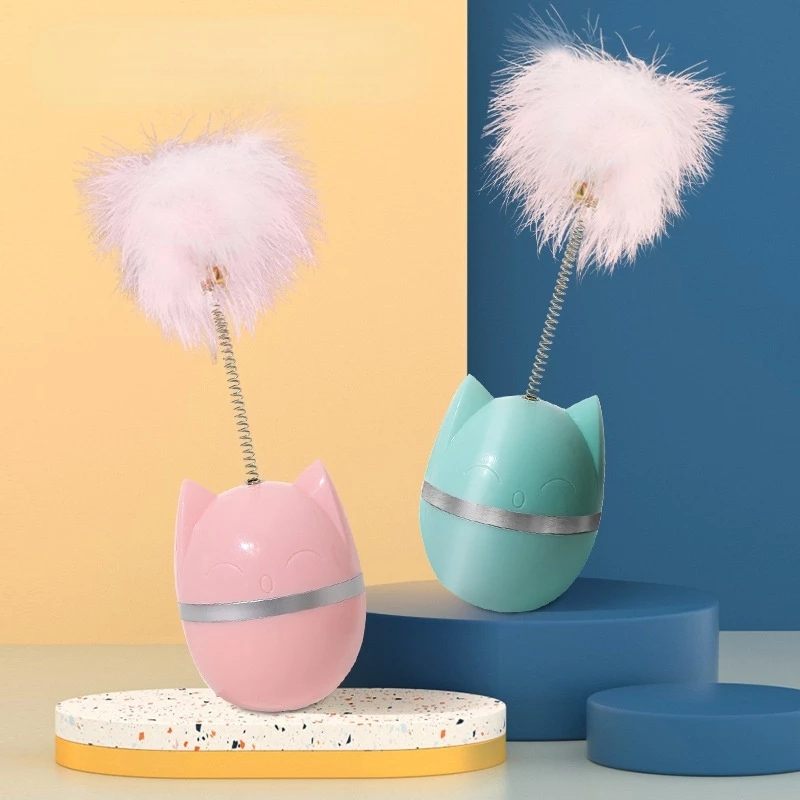 Cross-border New Tumbler Cat Toy Interactive Self-healing And Boring Cat Stick Cat Head Feather Pet Toy Wholesale